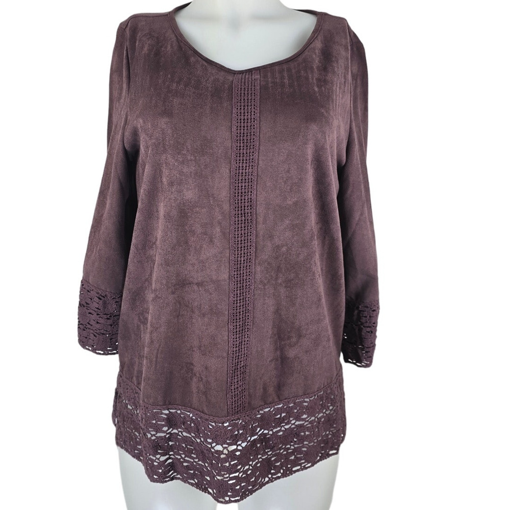 Soft Surroundings Susina Plum Lace Detail Women's Winter Top S NWT